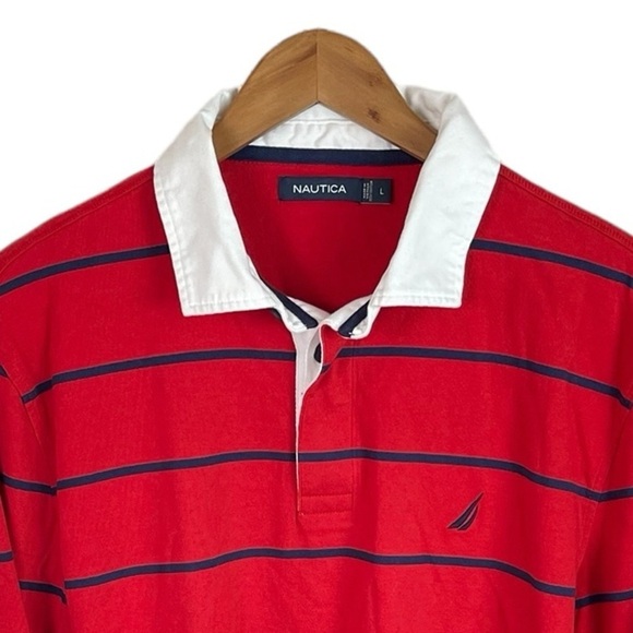 LS307 Men’s Nautica Authentic Heavy Rugby Style LS Polo Shirt L - Picture 3 of 5
